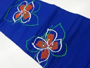 リサイクル　手織り紬抽象花模様織出し名古屋帯